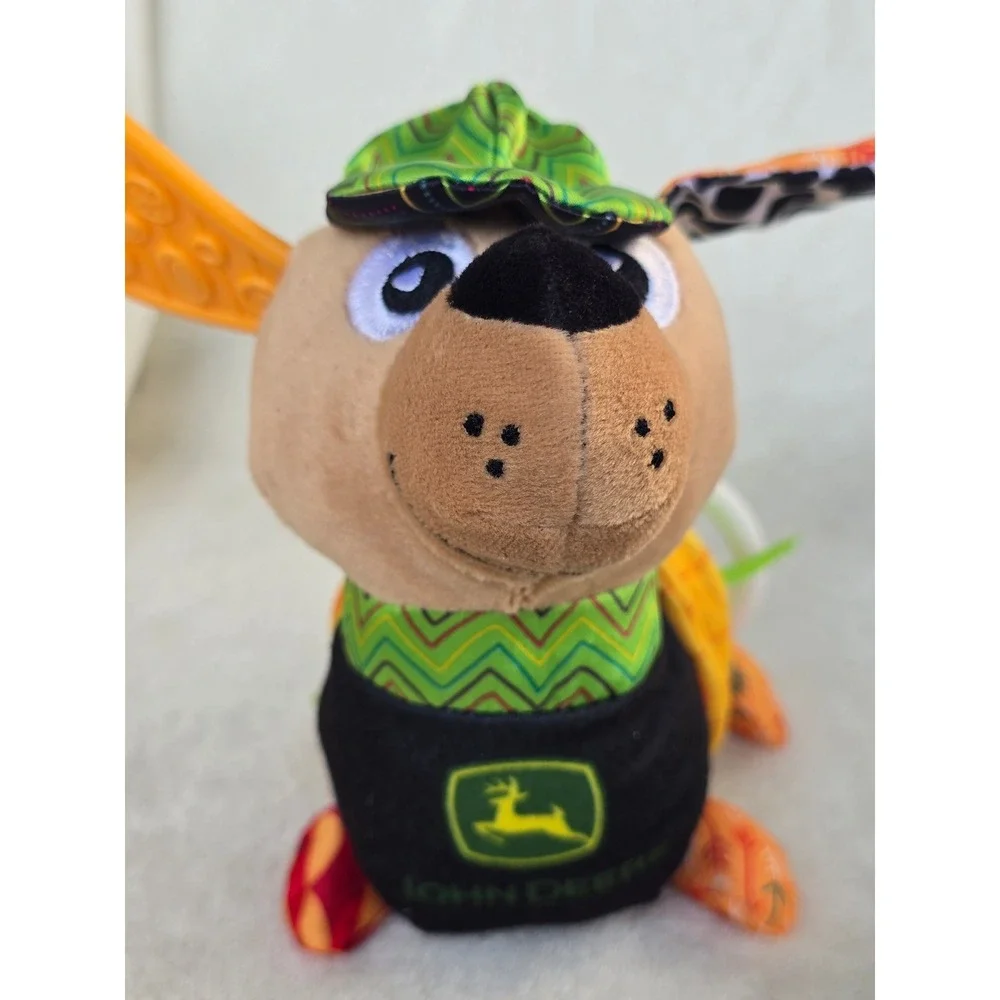 Lamaze John Deere Clip Go Baby Toy Plush Dog Crinkle Squeak Teether Sensory